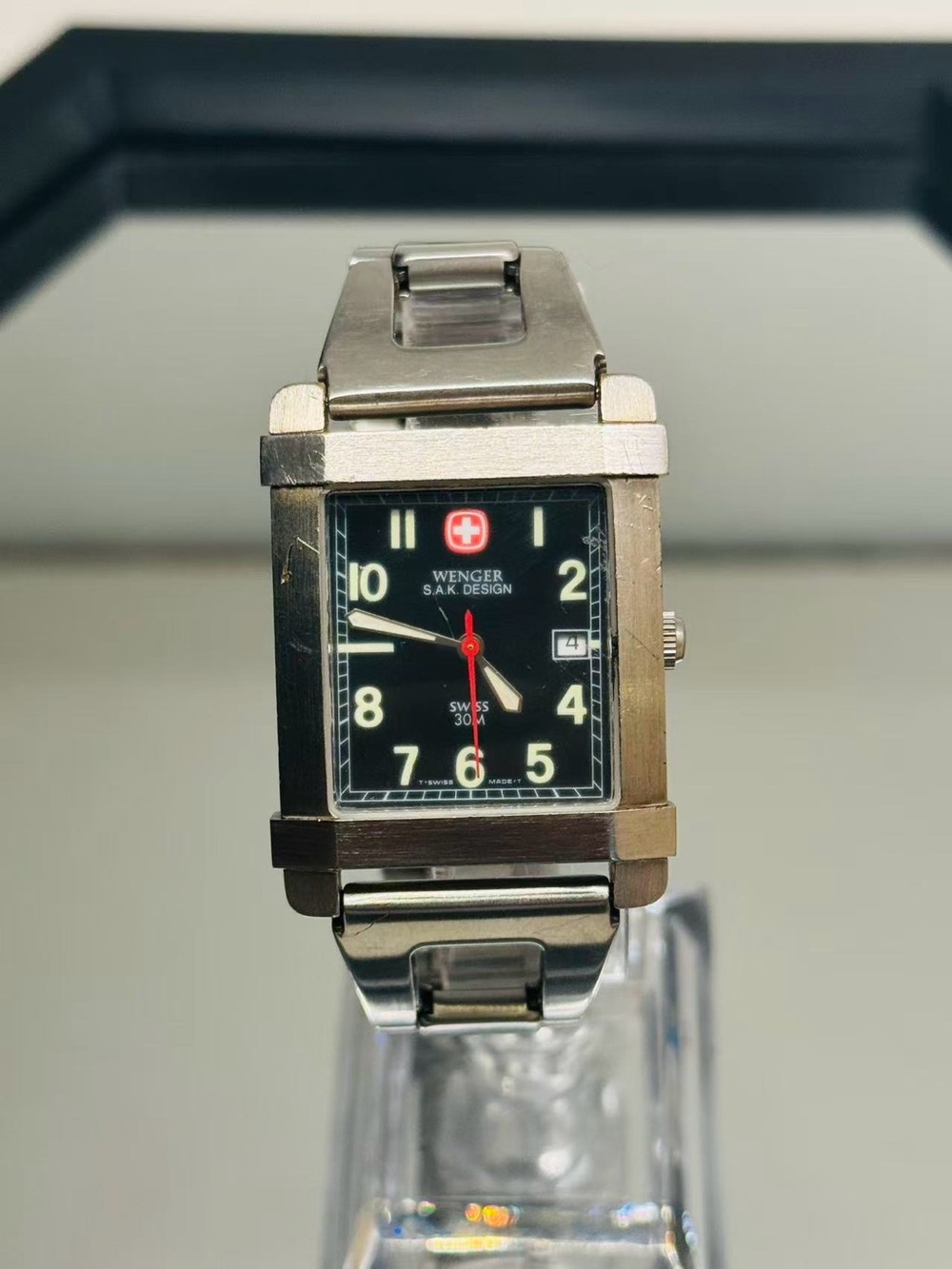 Vintage Wenger S.A.K. Design Swiss Army Rectangular Watch 30mm Date New Battery